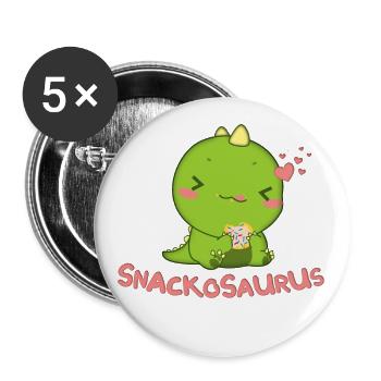 T-shirt dinosaure Snackosaurus - Lot de 5 grands badges (56 mm) - blanc - Devant