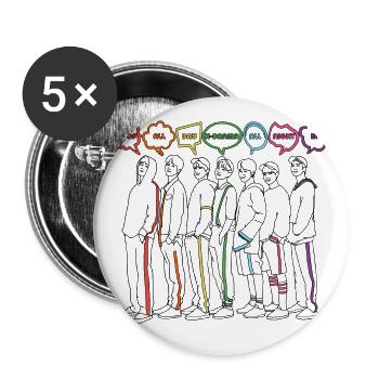 K-pop all Day K-Drama all Night - Buttons groß 56 mm (5er Pack) - Weiß - Vorne