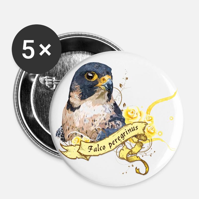 Peregrine falcon - Buttons large 2.2''/56 mm (5-pack) - white