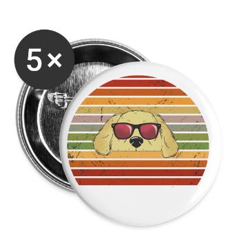 Dog Golden Retriever - Buttons large 2.2''/56 mm (5-pack) - white - Front