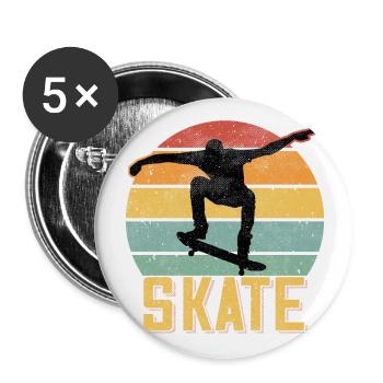 Skate Retro Vintage Skater Skatebord Skatebording - Buttons groß 56 mm (5er Pack) - Weiß - Vorne