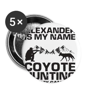 Kojotenjäger Design für Kojotenjagd - Buttons groß 56 mm (5er Pack) - Weiß - Vorne