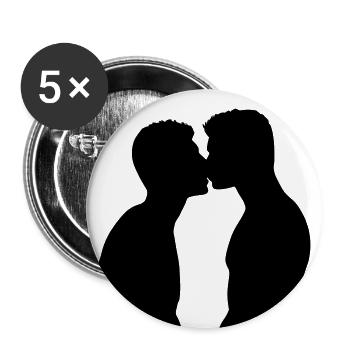 Gay Pride Kiss - Buttons large 2.2''/56 mm (5-pack) - white - Front
