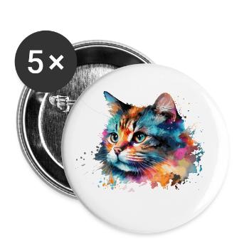 Mignon petit chat Pour les amoureux des chats Coloré - Lot de 5 grands badges (56 mm) - blanc - Devant