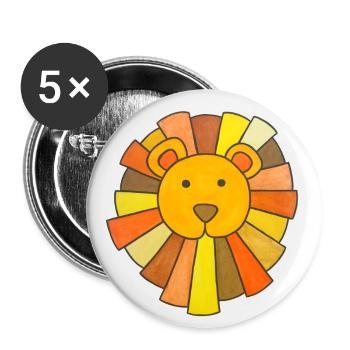 Lion Mignon Bébé Lion Enfants kawaii Jardin d’enfants - Lot de 5 grands badges (56 mm) - blanc - Devant