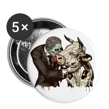 Gentlemen zombie kisses cow - Buttons large 2.2''/56 mm (5-pack) - white - Front