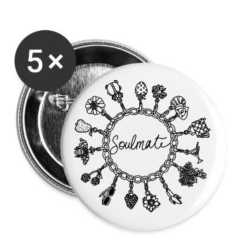 Âme soeur Âme soeur Amis Famille Couples - Lot de 5 grands badges (56 mm) - blanc - Devant