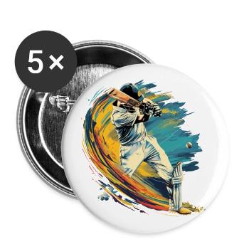 Cricket Player Sport US India Field - Buttons large 2.2''/56 mm (5-pack) - white - Front