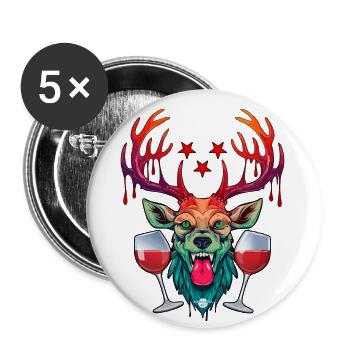 09 Party Deer Two Glasses of Wine Red Wine Cheers Star - Buttons large 2.2''/56 mm (5-pack) - white - Front