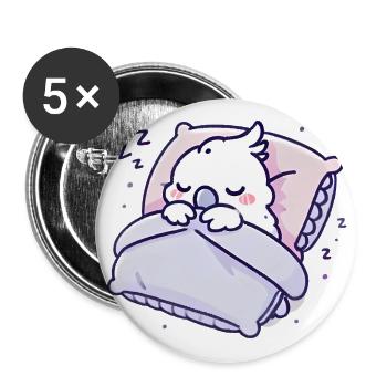 Cacatoès endormi Graphique de dessin animé mignon - Lot de 5 grands badges (56 mm) - blanc - Devant