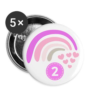 Anniversaire Arc-en-ciel 2 - Lot de 5 grands badges (56 mm) - blanc - Devant