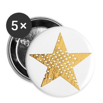 Stern mit Löcher (gold) - Buttons groß 56 mm (5er Pack) - Weiß - Vorne