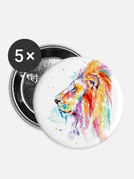 Kleurrijke Waterverfleeuw - Buttons groot 56 mm (5-pack) - wit
