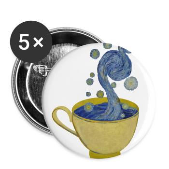 Starry Coffee, Starry Night - Vincent - Buttons large 2.2''/56 mm (5-pack) - white - Front