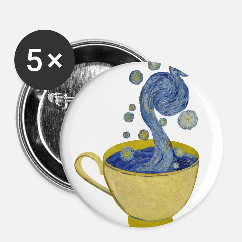 Starry Coffee, Starry Night - Vincent - Buttons groß 56 mm (5er Pack) - Weiß