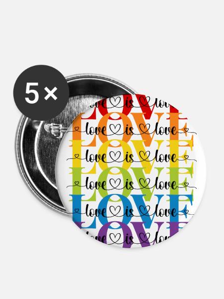 love is love - Buttons large 2.2''/56 mm (5-pack) - white