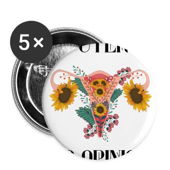 No uterus no opinion women's rights - Buttons groß 56 mm (5er Pack) - Weiß - Vorne