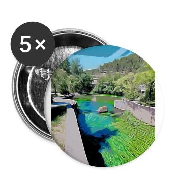 Drawing of Provence - Fountain of Vaucluse - Buttons large 2.2''/56 mm (5-pack) - white - Front