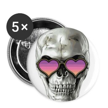 Love skull - Buttons groß 56 mm (5er Pack) - Weiß - Vorne