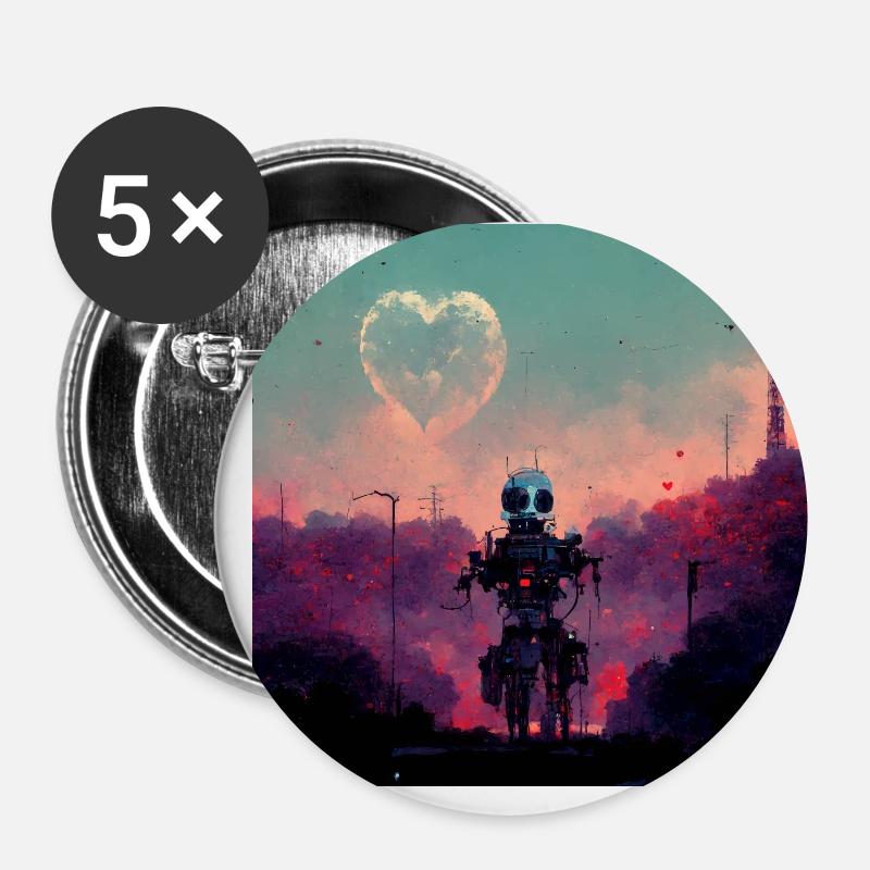 Machine Love - Buttons large 2.2''/56 mm (5-pack) - white