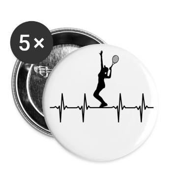Tennisspielerin von Herzen - Buttons groß 56 mm (5er Pack) - Weiß - Vorne