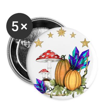 Pumpkins in Magic Land - Buttons large 2.2''/56 mm (5-pack) - white - Front