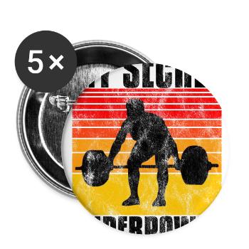 Bodybuilding is my secret superpower Bodybuilder - Buttons groß 56 mm (5er Pack) - Weiß - Vorne