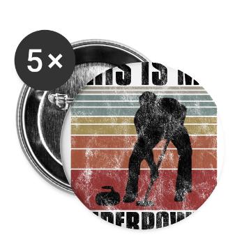 Curling is my Superpower Curler Eisstockschießen - Buttons groß 56 mm (5er Pack) - Weiß - Vorne