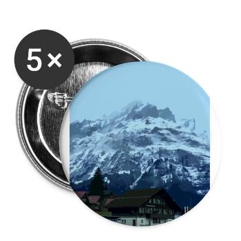 Montagnes suisses - Vallée de Grindelwald - Lot de 5 grands badges (56 mm) - blanc - Devant