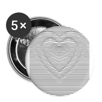 Big Heart - Buttons groß 56 mm (5er Pack) - Weiß - Vorne