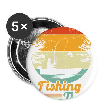 Fishing Time Fish Fisherman - Buttons large 2.2''/56 mm (5-pack) - white - Front