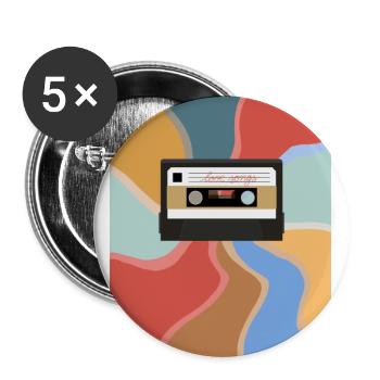 Retro cassette - Buttons large 2.2''/56 mm (5-pack) - white - Front