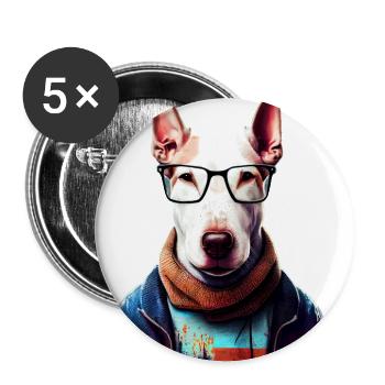 Hipster Dog Bull Terrier #Bullterrier - Lot de 5 grands badges (56 mm) - blanc - Devant