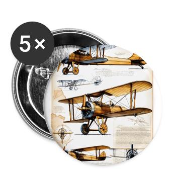 Airplane #1 - Buttons large 2.2''/56 mm (5-pack) - white - Front