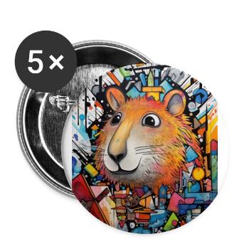 [MB] Freundliches Nagetier - Buttons groß 56 mm (5er Pack) - Weiß - Vorne