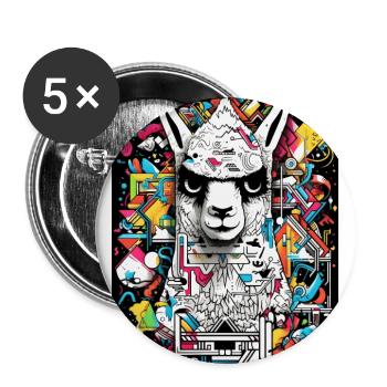 [MB] Cool llama from the block - Buttons large 2.2''/56 mm (5-pack) - white - Front
