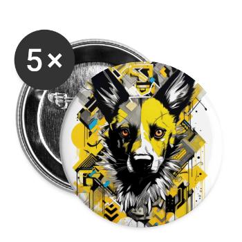 [MB] Gelber Schäferhundzauber - Buttons groß 56 mm (5er Pack) - Weiß - Vorne
