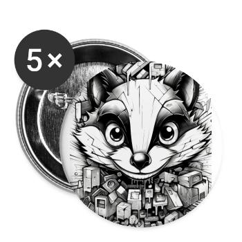 [MB] Cheerful Raccoon Magic - Buttons large 2.2''/56 mm (5-pack) - white - Front