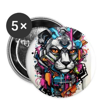 [] Bien rugi, tigre - Lot de 5 grands badges (56 mm) - blanc - Devant