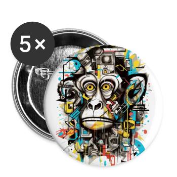 [MR] The Scared Monkey - Buttons large 2.2''/56 mm (5-pack) - white - Front