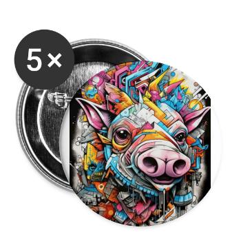 [] Aventure du sanglier rose - Lot de 5 grands badges (56 mm) - blanc - Devant