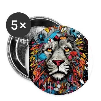 Royal Majesty: Imposing Lion Pride - Buttons large 2.2''/56 mm (5-pack) - white - Front