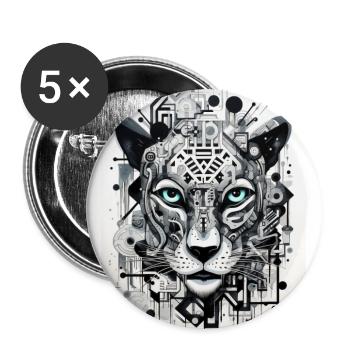 [MB] Geometric Tiger Robot - Buttons large 2.2''/56 mm (5-pack) - white - Front