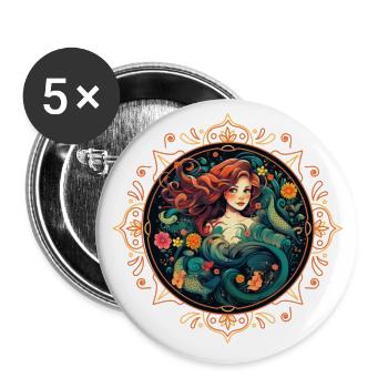 Mermaid Colorful - Buttons large 2.2''/56 mm (5-pack) - white - Front