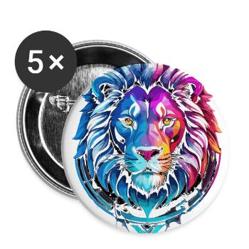 Lion rouge et bleu symbole - Lot de 5 grands badges (56 mm) - blanc - Devant