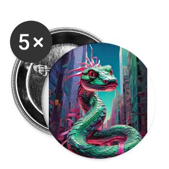 serpent sur la ville - Lot de 5 grands badges (56 mm) - blanc - Devant