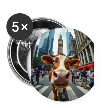 Funny Cow Selfie on a City Street - Buttons large 2.2''/56 mm (5-pack) - white - Front