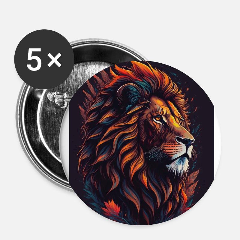Lion - Buttons large 2.2''/56 mm (5-pack) - white