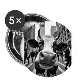 Funny Cow Selfie on a Busy City Street - Buttons large 2.2''/56 mm (5-pack) - white - Front