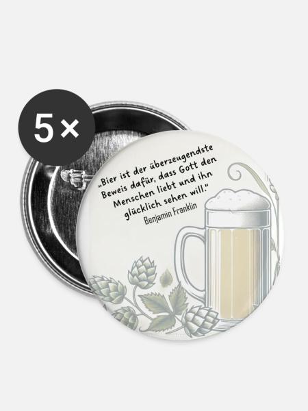 Zitat Benjamin Franklin - Buttons groß 56 mm (5er Pack) - Weiß